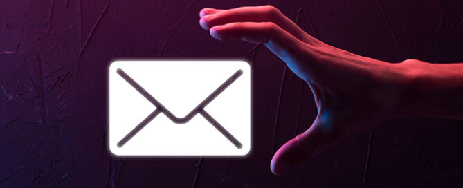 graphic showing a hand reaching towards an envelope icon