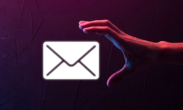 graphic showing a hand reaching towards an envelope icon