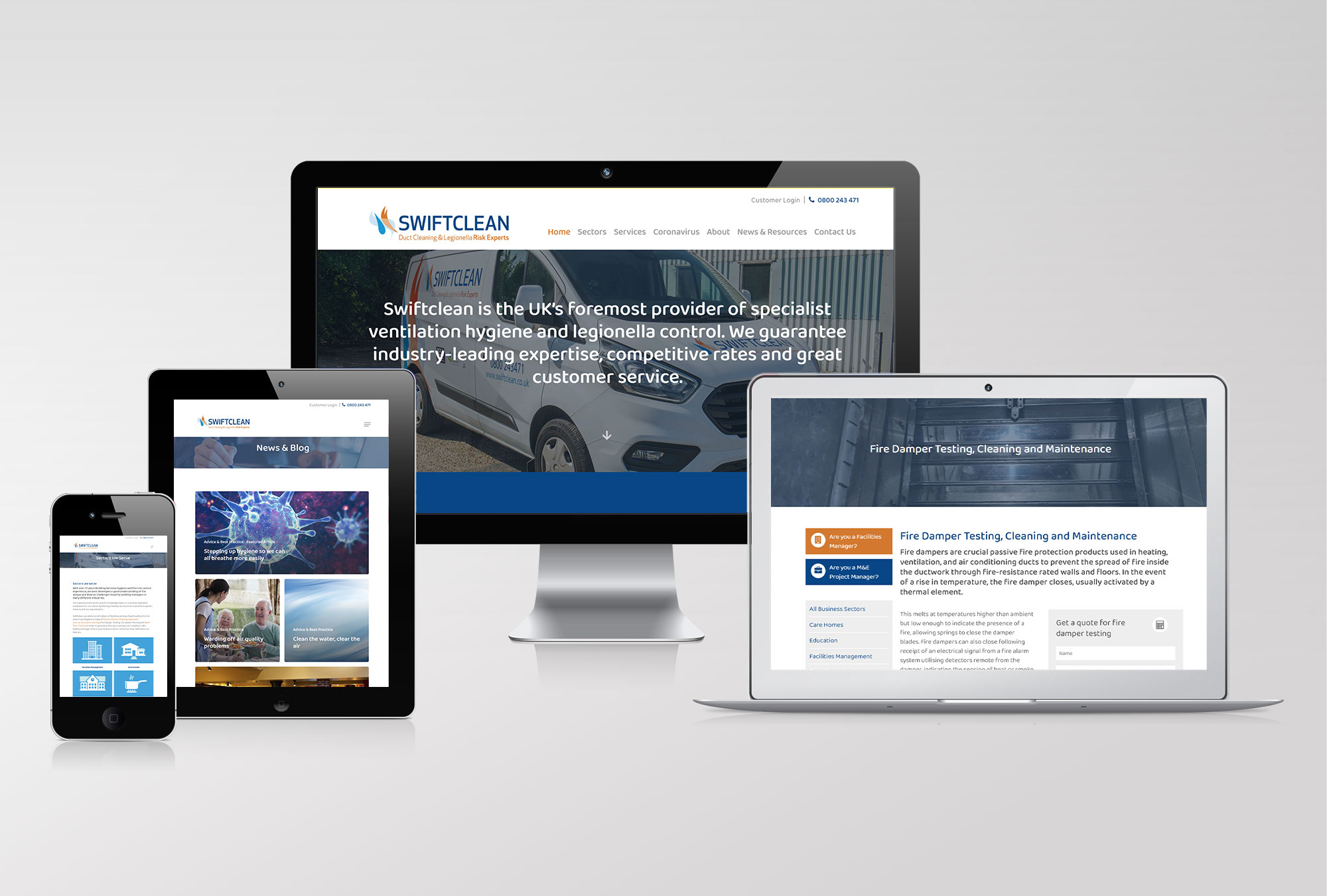 Swiftclean website design responsive