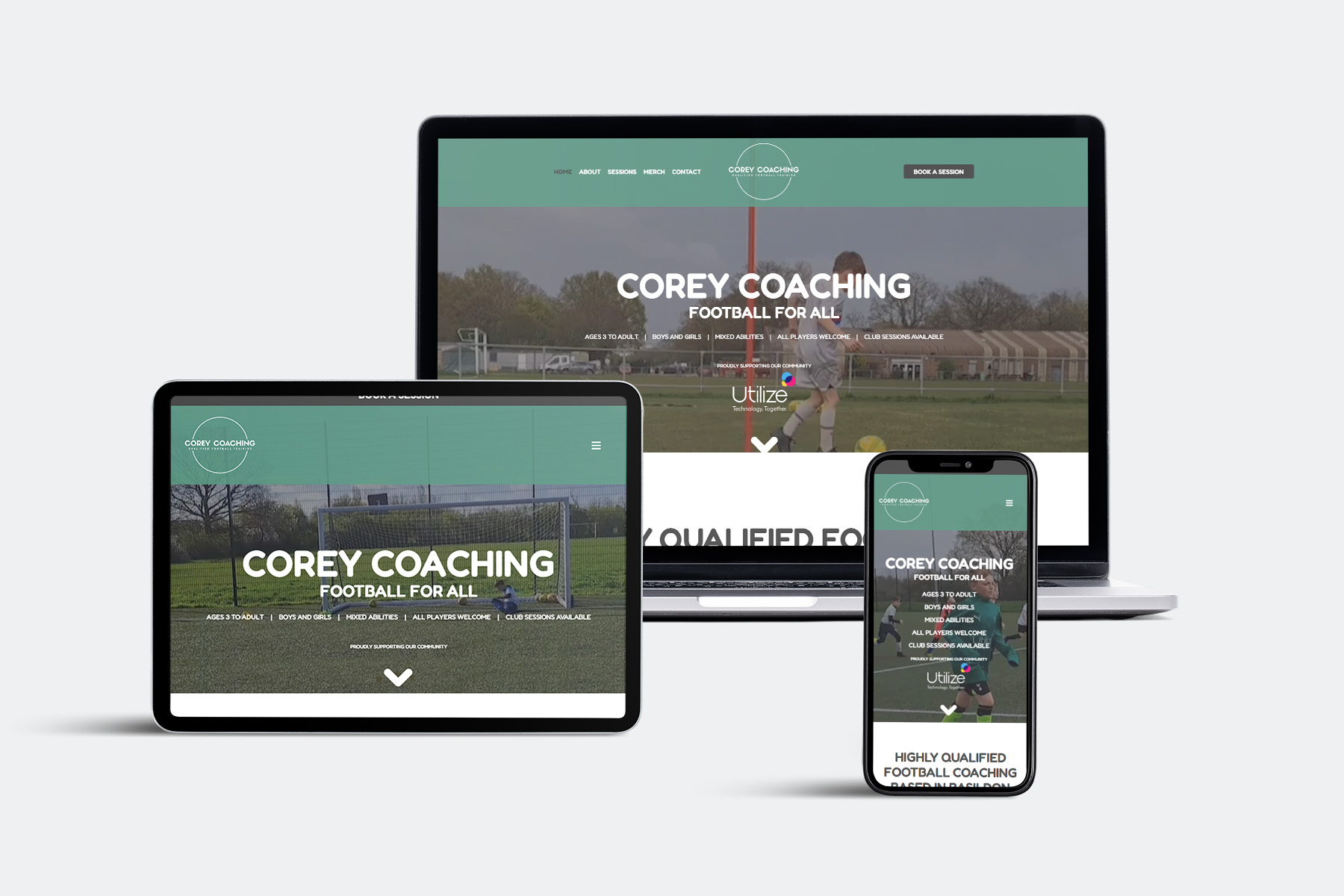 Corey Coaching football coach responsive website design