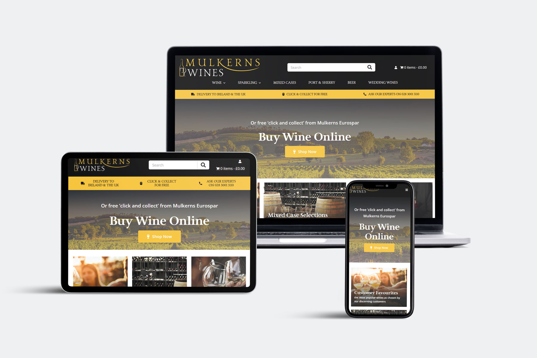 mulkerns-responsive Mulkerns Wines responsive website design