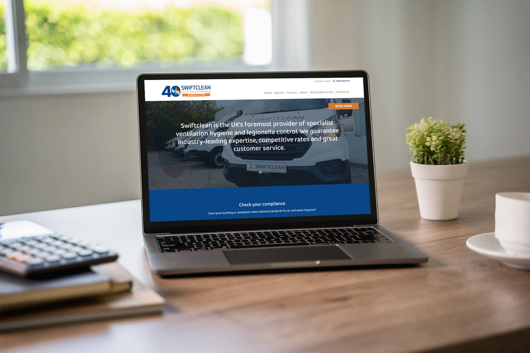 laptop mockup with Swiftclean website