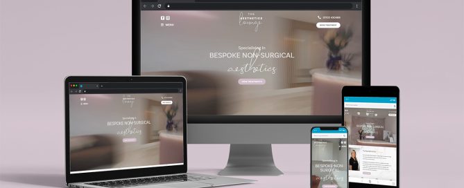 Device screens showing a website for The Aesthetics Lounge